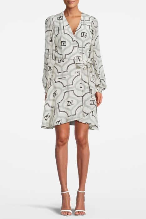 NICOLETTE DRESS COCOON WHITE BLACK 1