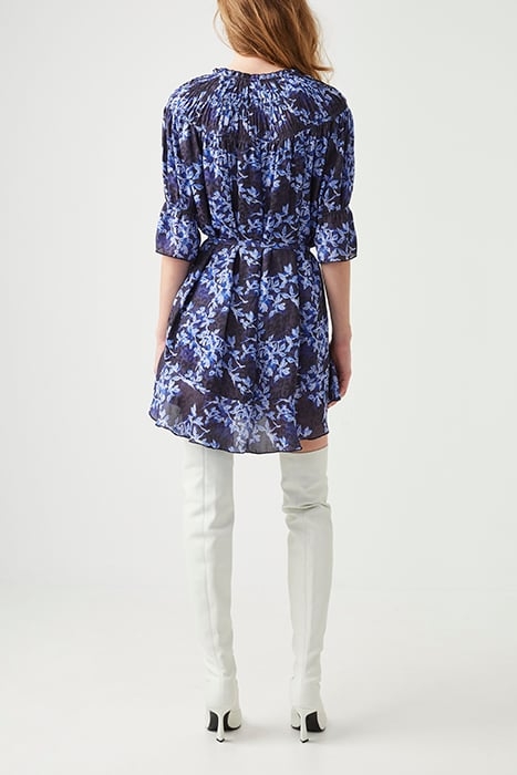 DIONNE GATHERED NK DRESS SEA BLUE/WINTER WHT 3