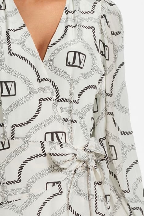 NICOLETTE DRESS COCOON WHITE BLACK 4