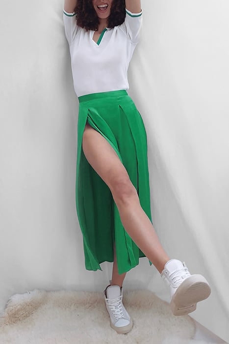 INU SATIN SLIP SKIRT PALM GREEN 3