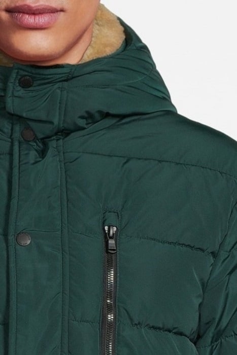 NYLON HOODED BOMBER DARK GREEN 5