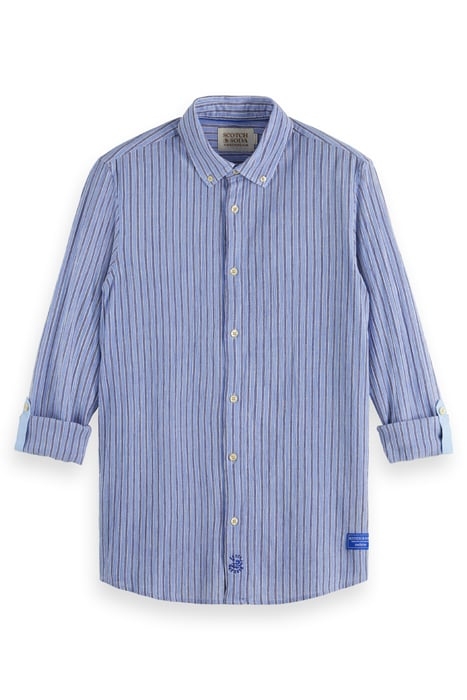 REGULAR FIT CRINKLE STRIPE SHIRT BLUE STRIPE 1