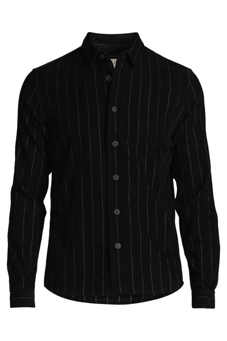 BLACK STRIPED ORGANIC VELVET REGULAR SHIRT BLACK 3