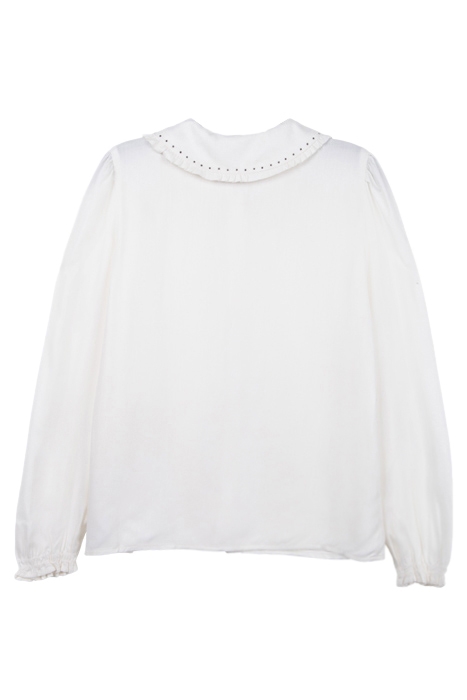 GIRLS’ WHITE LENZING™ ECOVERO™ SHIRT WITH STUDDED COLLAR 2