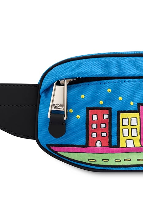 MOSCHINO COMICS CANVAS BUM BAG BLUE 4