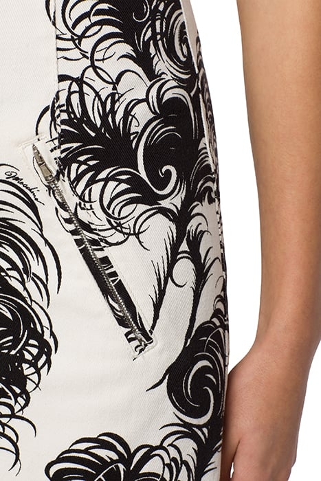 ALLOVER FEATHERS COTTON DRILL DRESS WHITE 5