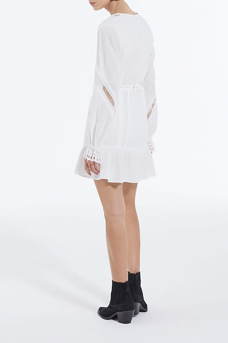 LONG SLEEVED LACE SHORT DRESS OFF WHITE 4