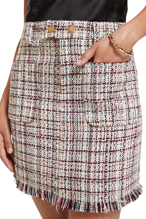 BOUCLE TWEED HIGH RISE MINI SKIRT ECRU LUREX MELANGE 6