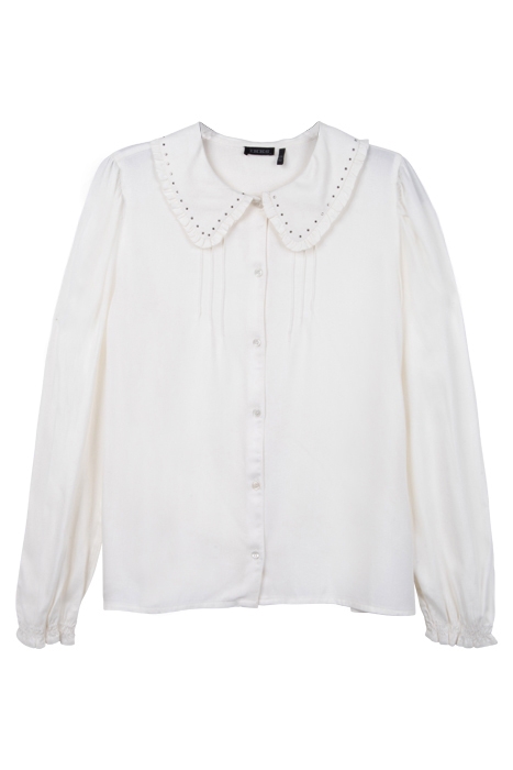 GIRLS’ WHITE LENZING™ ECOVERO™ SHIRT WITH STUDDED COLLAR 1