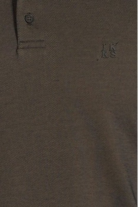 KHAKI MARL POLO SHIRT WITH MIXED-FABRIC COLLAR KHAKI 5