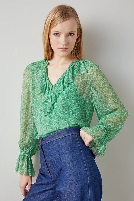TW ANNIE FRILL BLOUSE GREEN 1