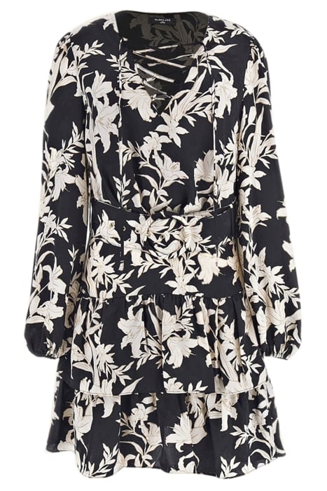 SUNBURST FLARE DRESS BLACK PRINT 3