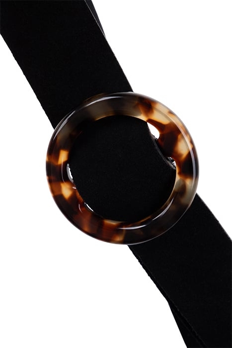 BLACK SUEDE BELT WITH TORTOISESHELL-STYLE BUCKLE 2