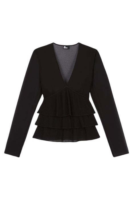 LONG-SLEEVED V-NECKLINE TOP BLACK 1