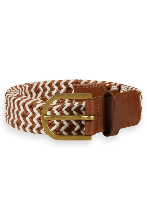 BRAIDED LEATHER AND CORD BELT SEASTONE 1