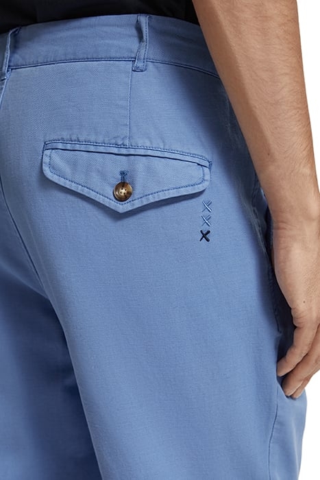 TWILT- GARMENT-DYED PLEATED COTTON/LINEN CHINO TILE BLUE 6