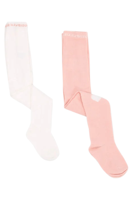 BABY GIRLS' POWDER PINK/WHITE TIGHTS 1