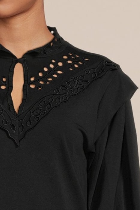 JERSEY TOP 3/4 SLEEVE JERSEY AND EMBROIDERY MIC BLACK 4