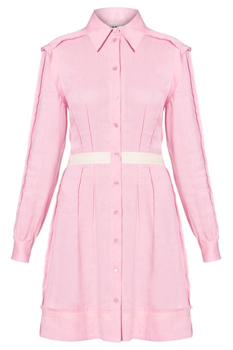 INSIDE OUT LINEN BLEND CANVAS SHIRT DRESS PINK 3