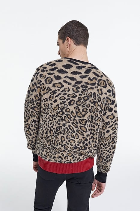 LEOPARD JACQUARD ROUND NECK SWEATER AND CONTRAST RIB LEOPARD 2