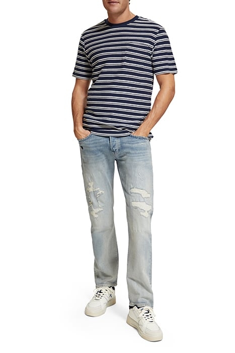 STRUCTURED STRIPE POCKET T-SHIRT NAVY BLUE/ WHITE 3