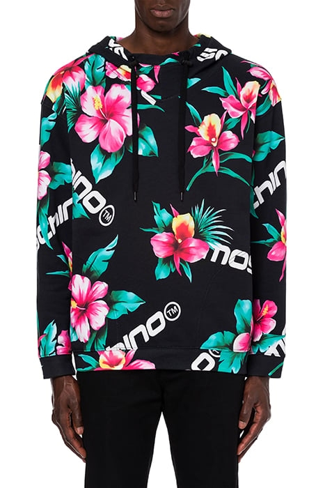 HIBISCUS PRINT HOODIE BLACK 1