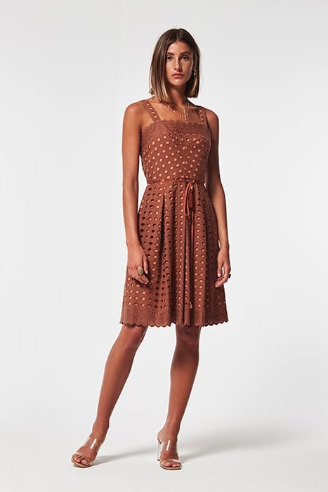 EMBROIDERY VOILE MONIX DRESS BROWN-WHITE-31 3