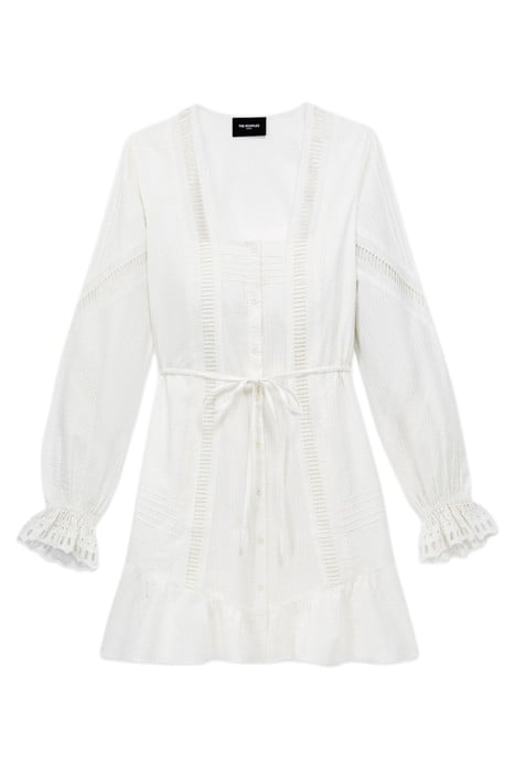 LONG SLEEVED LACE SHORT DRESS OFF WHITE 5