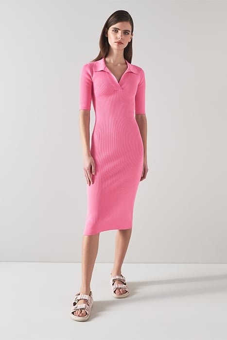 DR HEIDI - RIB STRETCH BRIGHT PINK 2