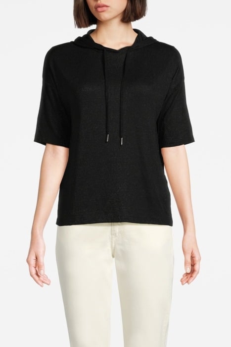 BLACK HOODED KNIT TOP 1