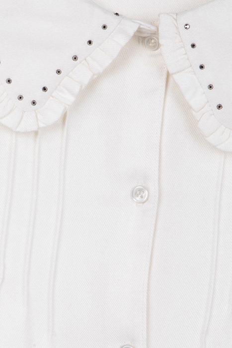 GIRLS’ WHITE LENZING™ ECOVERO™ SHIRT WITH STUDDED COLLAR 3