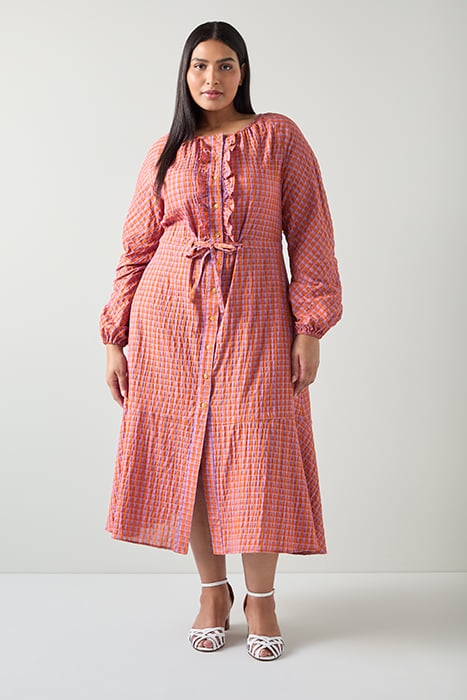 DR SOPHIE CHECK DRESS ORANGE 1