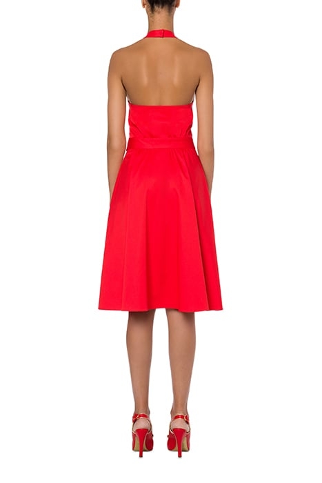 MOSCHINO BUTTONS STRETCH SATIN DRESS RED 2