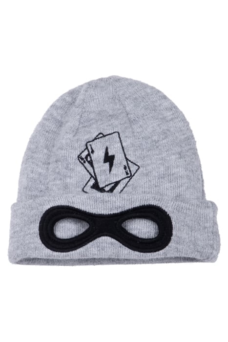 BABY BOYS’ GREY EMBROIDERED KNIT BEANIE WITH CUT-OUT MASK 1