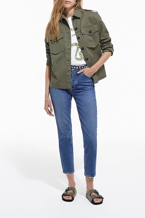 JACKET IN CHEVRON FABRIC AND LEOPARD LINING OLIVE NIGHT 2