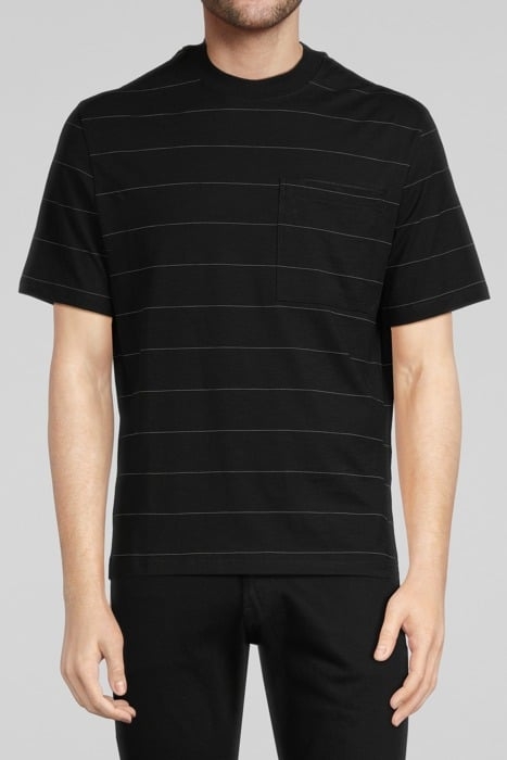 BLACK T-SHIRT WITH ECRU STRIPES BLACK 1