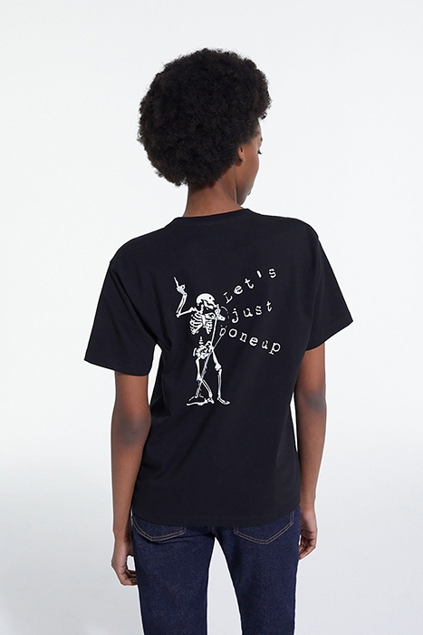 SHORT-SLEEVED MONOCHROME SCREEN PRINT T-SHIRT BLACK 2