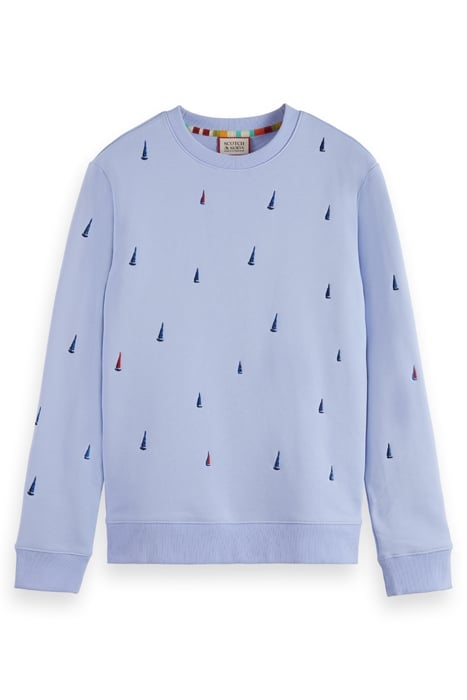 REGULAR FIT ALL OVER PRINT EMBROIDERY SWEATSHIRT SHIRT BLUE 1