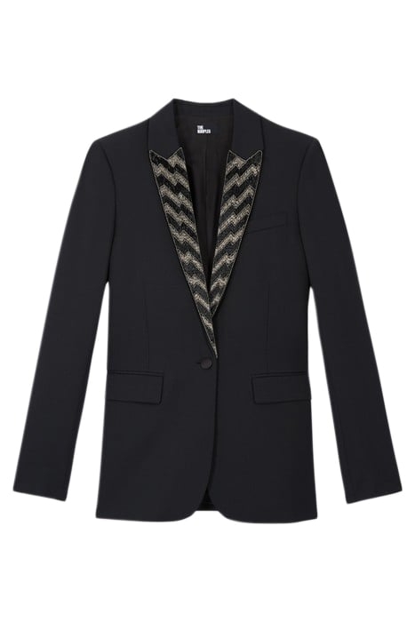 EMBROIDERED JACKET WITH LAPEL BLACK 1