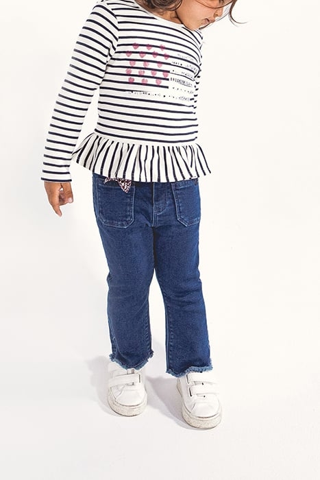 BABY GIRLS’ SAILOR-STRIPE ORGANIC COTTON T-SHIRT WITH FLAG O 1