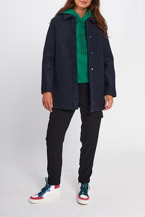 BLACK MARL SCUBA FABRIC COAT BLACK 1