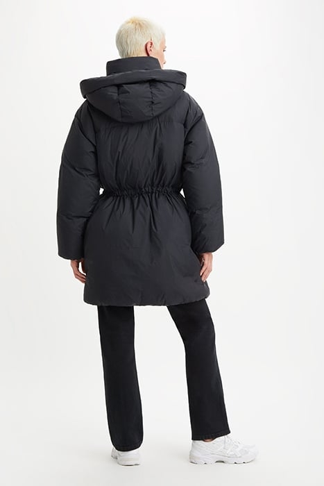 BELTED PUFFER COAT IN BLACK 2