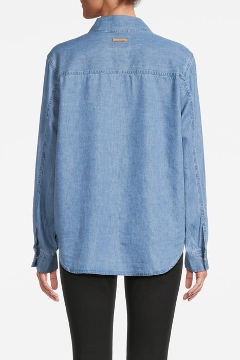 LONG SLEEVE SHIRT WITH ONE POCKET - WASHED INDIGO BLEACHED I 2