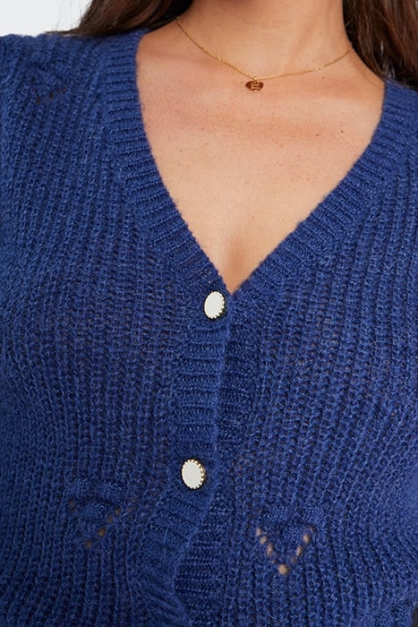 SAPPHIRE BLUE KNIT CARDIGAN WITH DECORATIVE STITCH BLUE 4