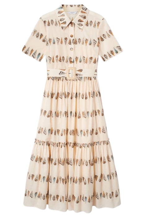 BELLA PRINTED SHIRT DRESS NATURAL/ECRU 2