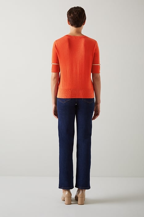 BEA CUFF KNITTED SWEATER IVORY/RED 2