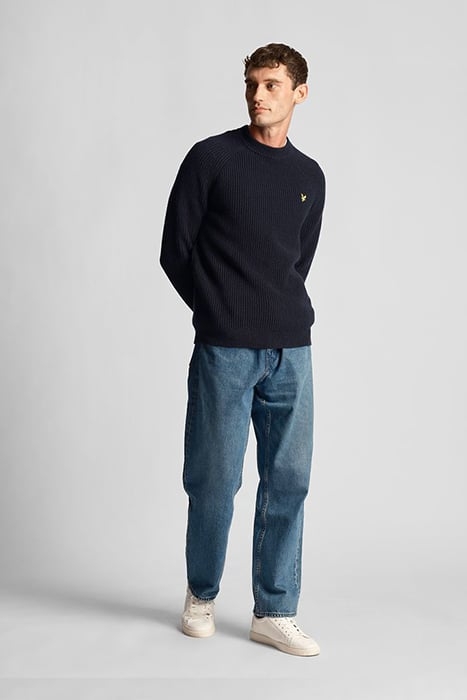 SHAKER STITCH MOCK NECK JUMPER DARK NAVY 3