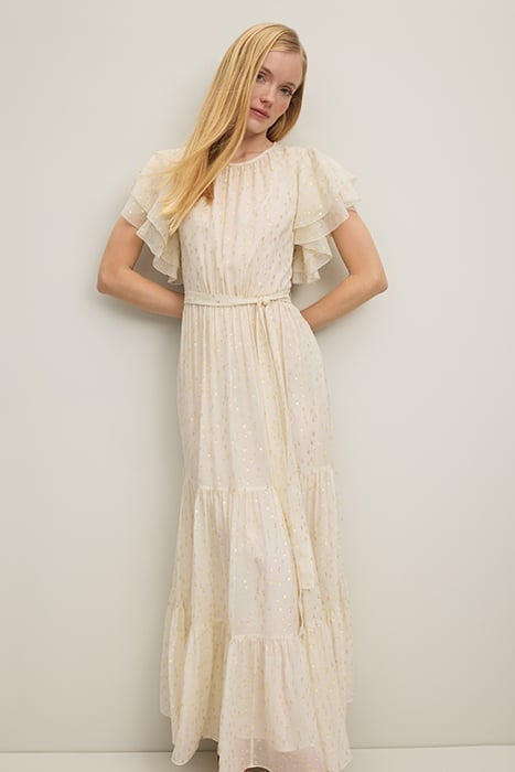LIV JAQUARD MAXI DRESS CREAM 1