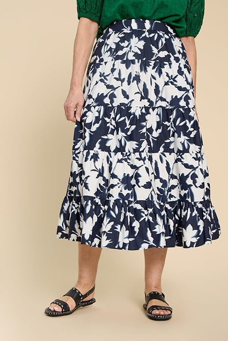 MAYRA MIXED PRINTED MIDI SKIRT NAVY PRINTED 1
