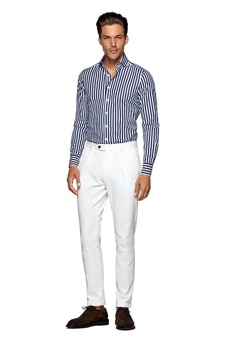 NAVY STRIPED TWILL EXTRA SLIM FIT SHIRT 6